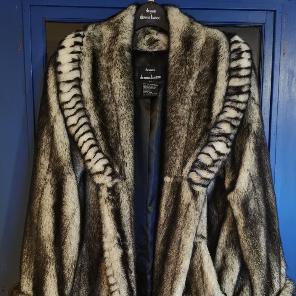 dennis basso Brown and Cream Fur Coat